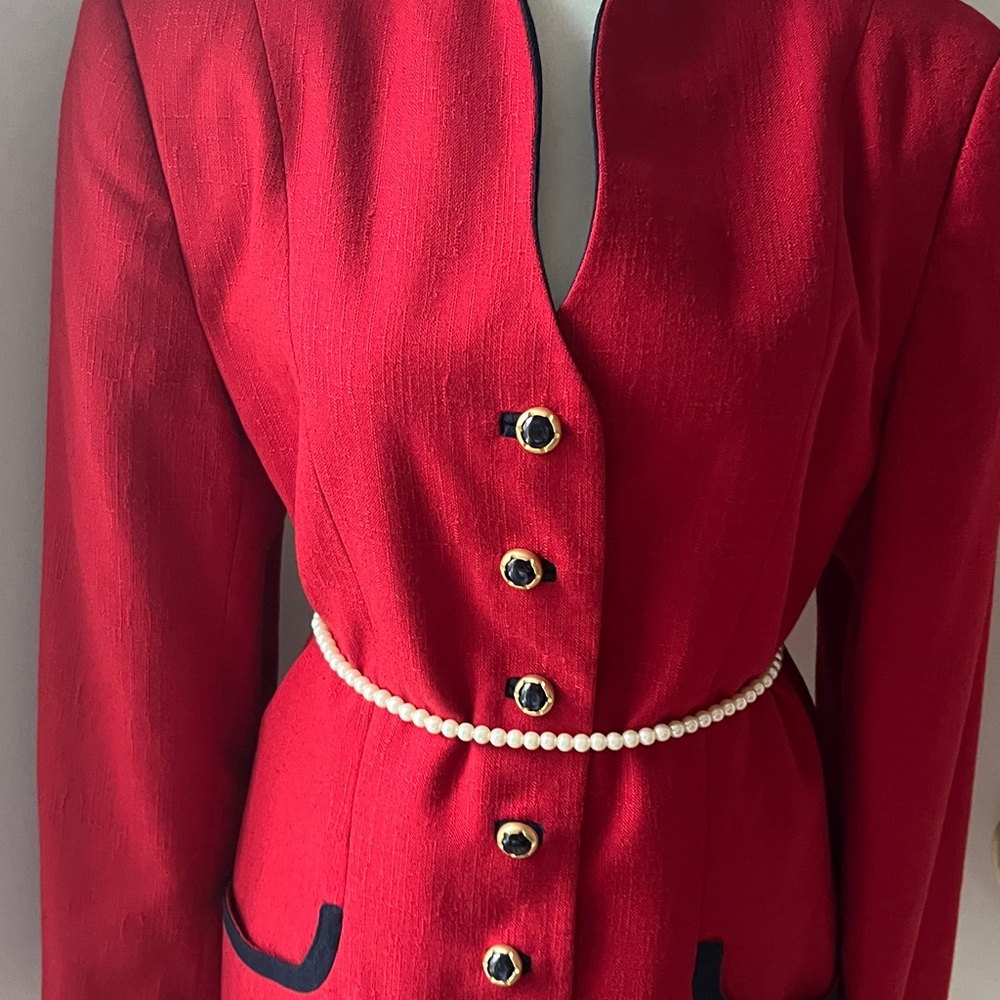 Vintage Red Blazer with Accent Buttons - Picture 2 of 5